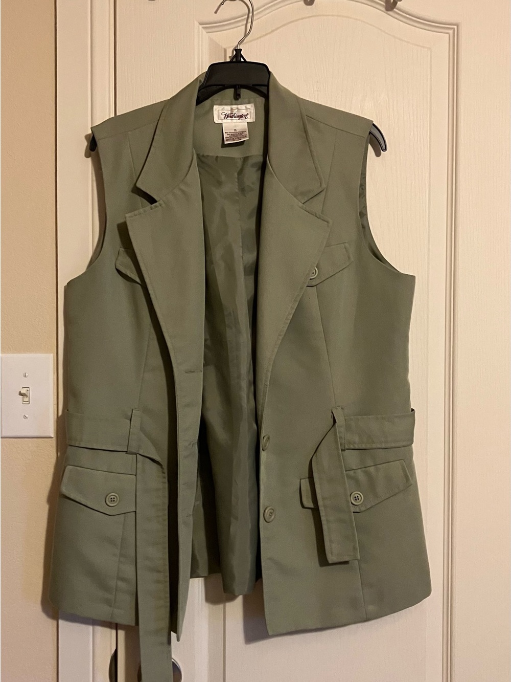 Worthington Olive Green Sleeveless Utility Vest